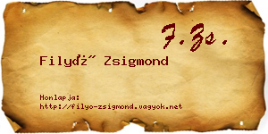 Filyó Zsigmond névjegykártya